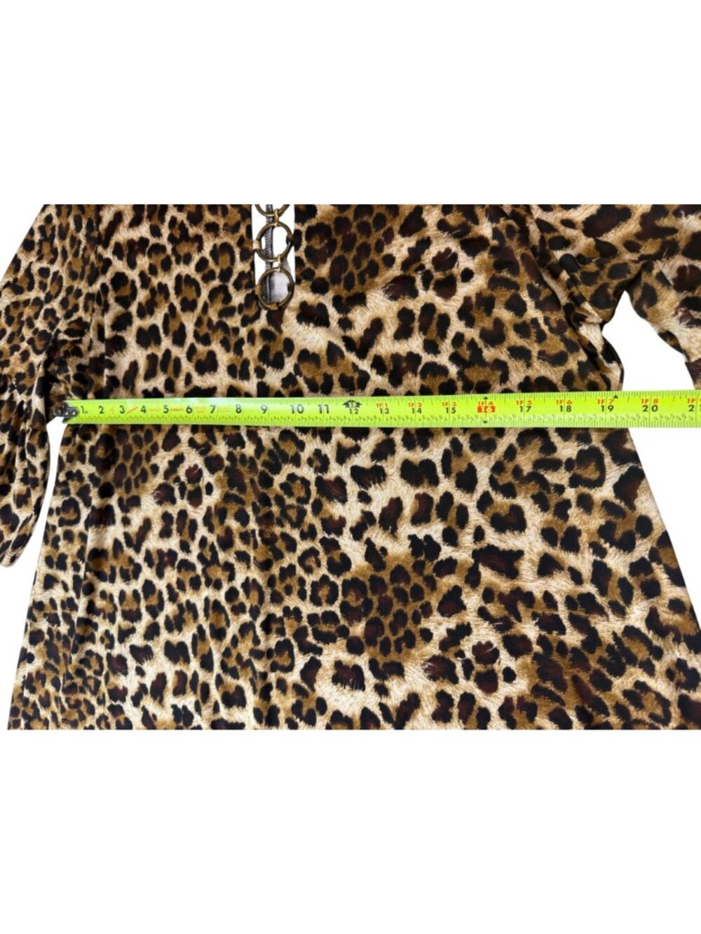 Chelsea Taylor Womens 2X Cheetah Print Dress Gold Rings Animal Print (bin LL179) - Picture 7 of 8